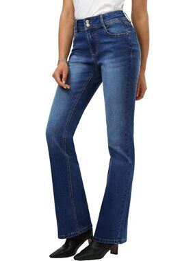 Curvy Bootcut Jeans for Tall Women - 34"/36"/38" Inseam, Mid-Rise Stretchy Denim